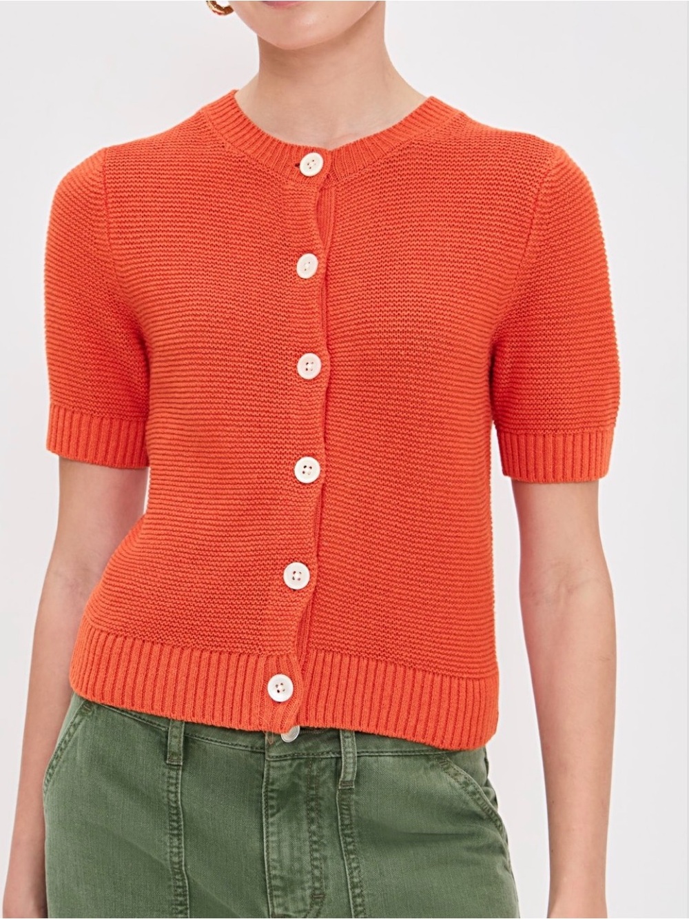 Alex Mill Elle Sweater Top Linen Cotton Tangerine XS